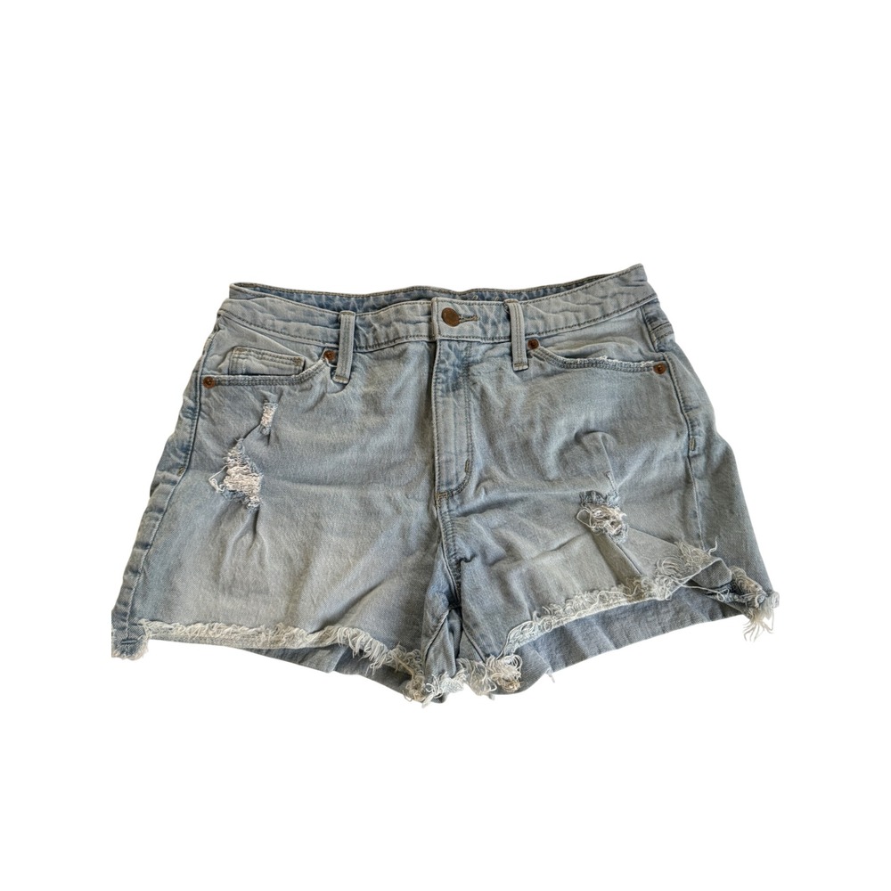 Universal Thread Denim Shorts Women 6 Light Wash High Rise Distressed Frayed Hem